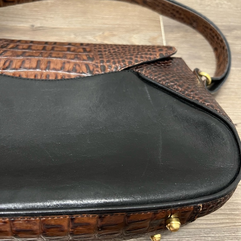 Vintage Brahmin Crocodile Embossed Shoulder Bag - Brown & Black - Picture 9 of 12